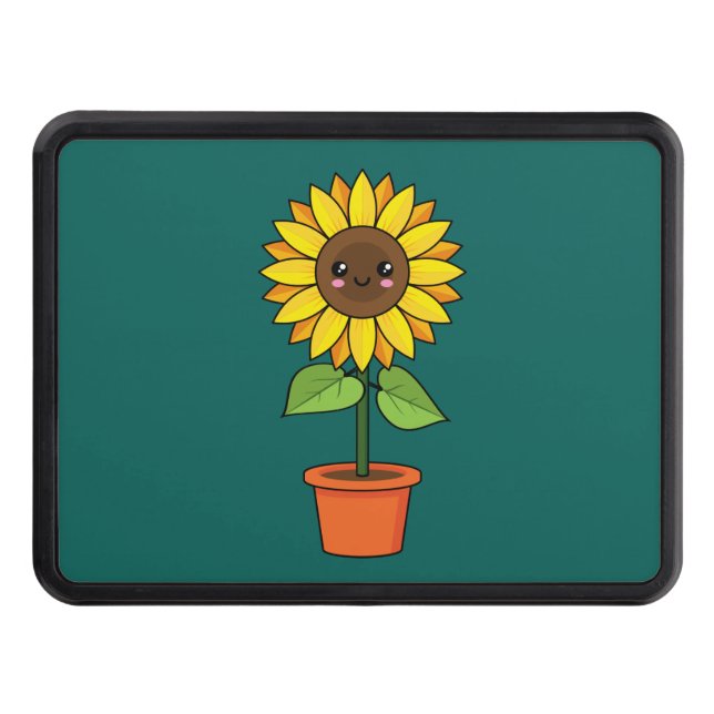 Kawaii Sunflower Plant in a Pot Hitch Cover (Front)