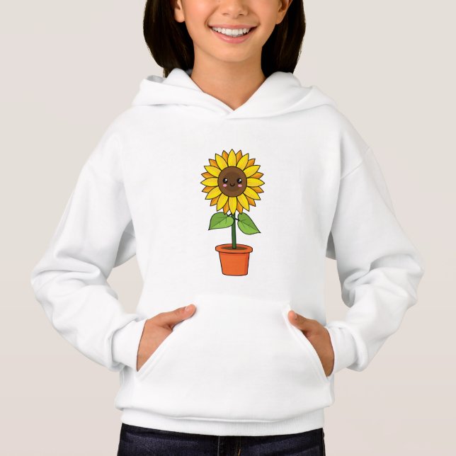 Kawaii Sunflower Plant in a Pot Hoodie (Front)