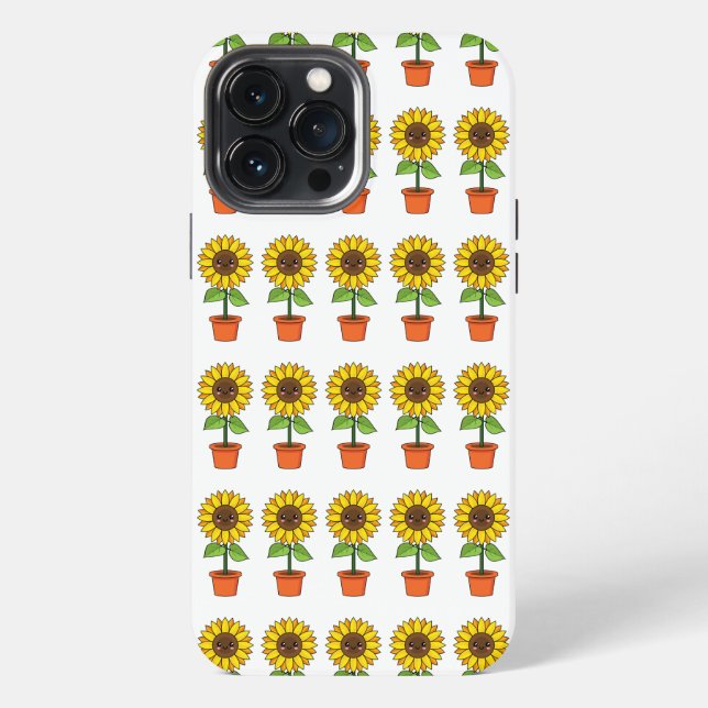 Kawaii Sunflower Plant in a Pot Iphone Case (Back)