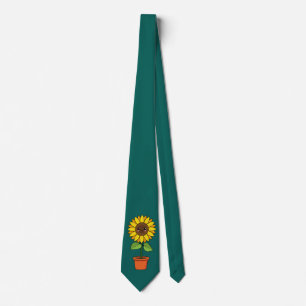 Kawaii Sunflower Plant in a Pot Neck Tie