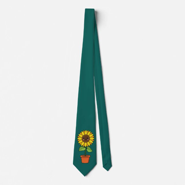 Kawaii Sunflower Plant in a Pot Neck Tie (Front)