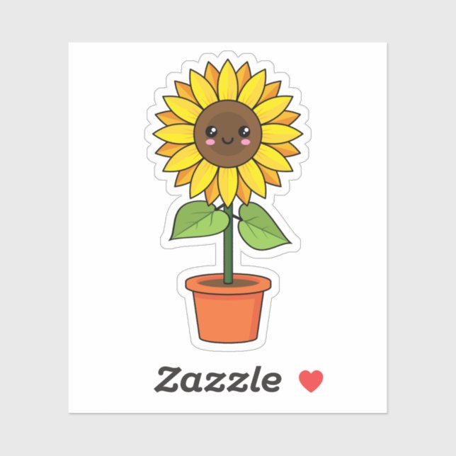 Kawaii Sunflower Plant in a Pot Sticker (Sheet)