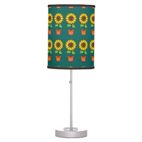 Kawaii Sunflower Plant in a Pot Table Lamp