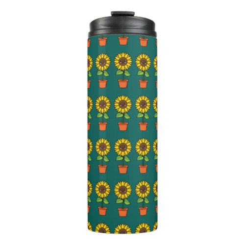 Kawaii Sunflower Plant in a Pot Thermal Tumbler
