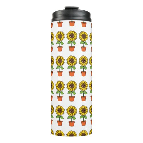 Kawaii Sunflower Plant in a Pot Thermal Tumbler