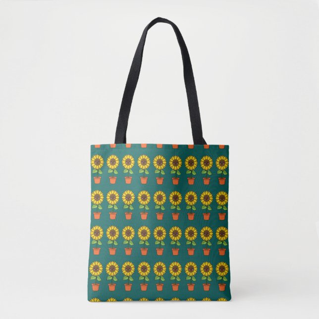 Kawaii Sunflower Plant in a Pot Tote Bag (Front)
