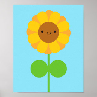 Kawaii Sunflower Poster