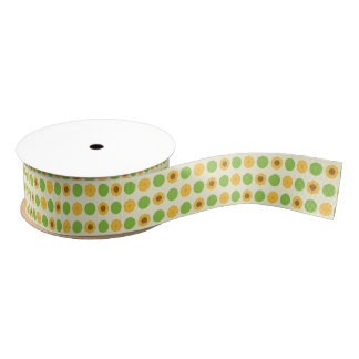 Kawaii Sunflowers Polka Dot Grosgrain Ribbon