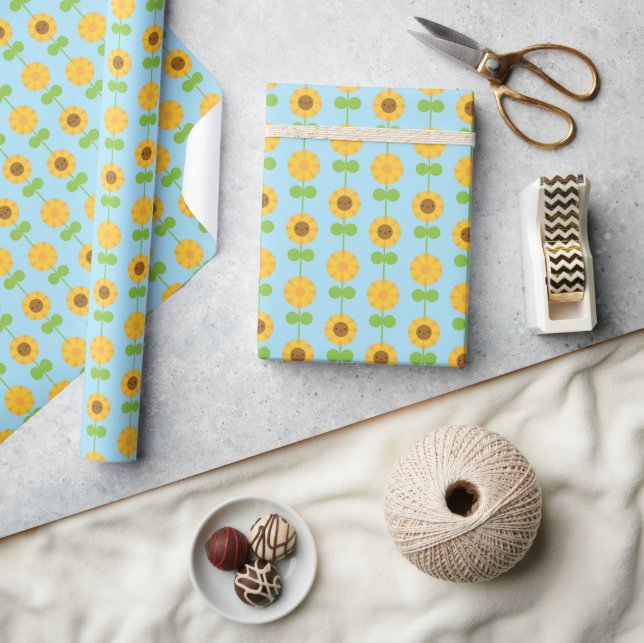 Kawaii Sunflowers Wrapping Paper (Crafts)