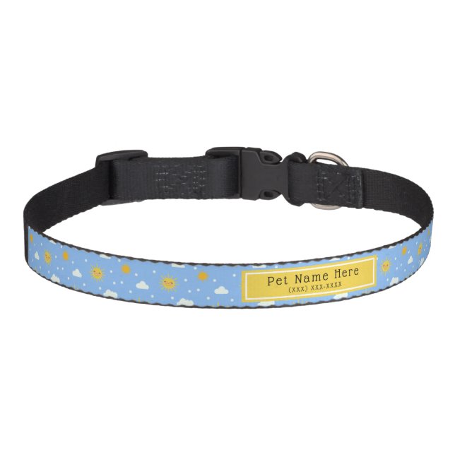 Kawaii Sunshine Weather Pattern Personalized Pet Collar (Front)