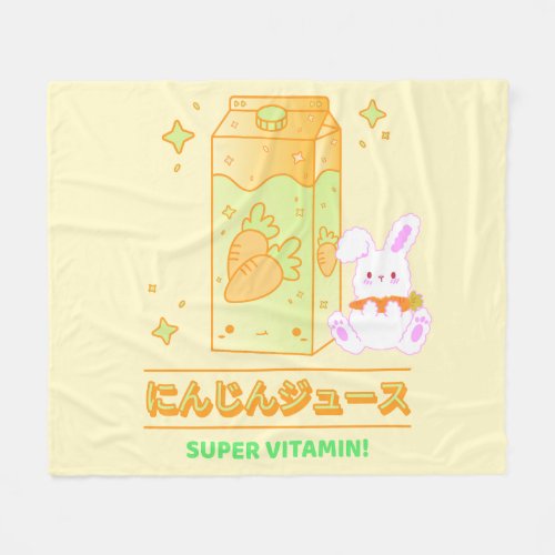 KAWAII SUPER VITAMIN CARROT JUICE RABBIT FLEECE BLANKET