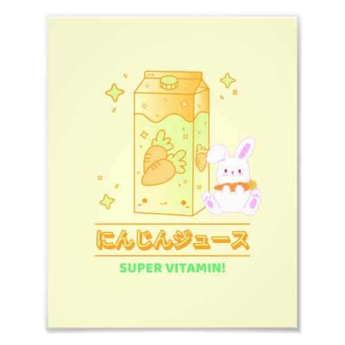 KAWAII SUPER VITAMIN CARROT JUICE RABBIT PHOTO PRINT