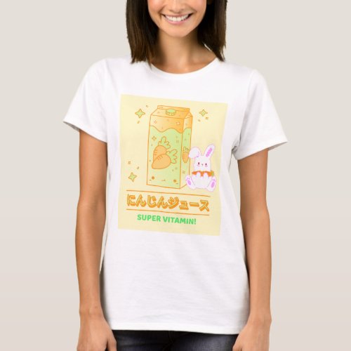 KAWAII SUPER VITAMIN CARROT JUICE RABBIT T_Shirt