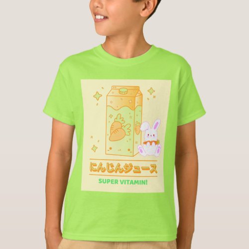 KAWAII SUPER VITAMIN CARROT JUICE RABBIT T_Shirt