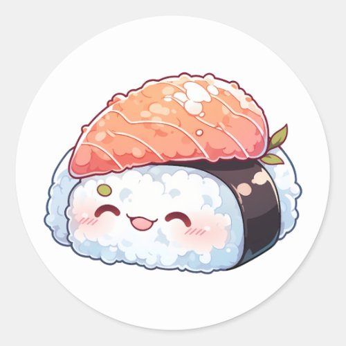 Kawaii sushi 2 classic round sticker