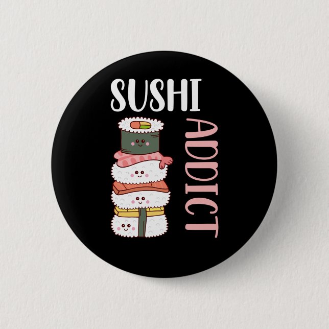 Kawaii Sushi Anime Cute Japanese Food Button (Front)