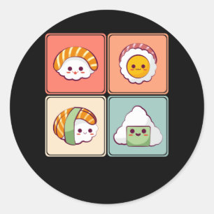 Kawaii Sushi Anime Cute Japanese Food Lover Classic Round Sticker