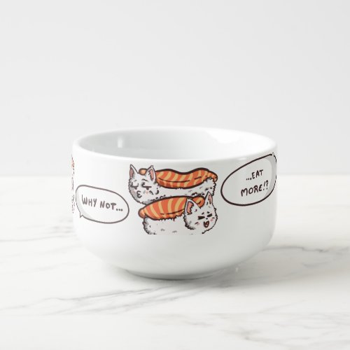 Kawaii sushi cat humor soup mug