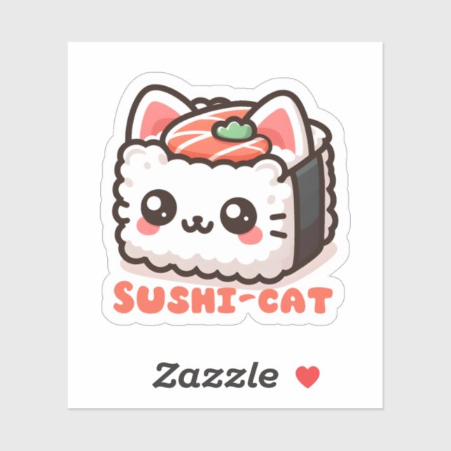 Kawaii Sushi-Cat Pun Sticker (Sheet)