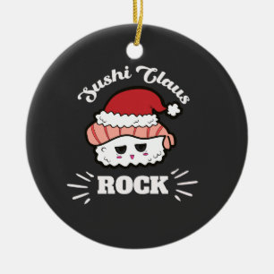 Kawaii Sushi Christmas Ceramic Ornament