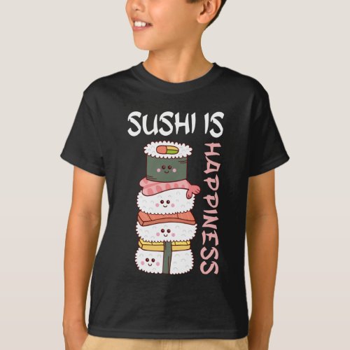 Kawaii Sushi Happy Anime Cute Japanese Food T_Shirt