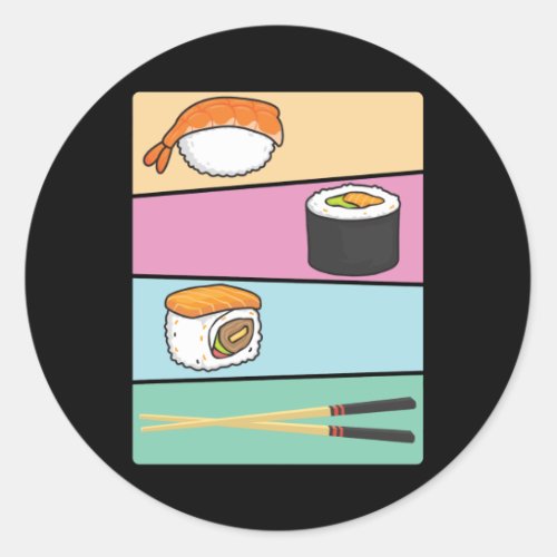 Kawaii Sushi Japanese Food Maki Nigiri Chopsticks Classic Round Sticker