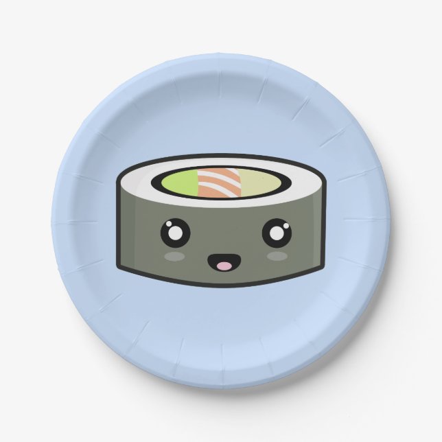 Kawaii Sushi Paper Plates (Front)