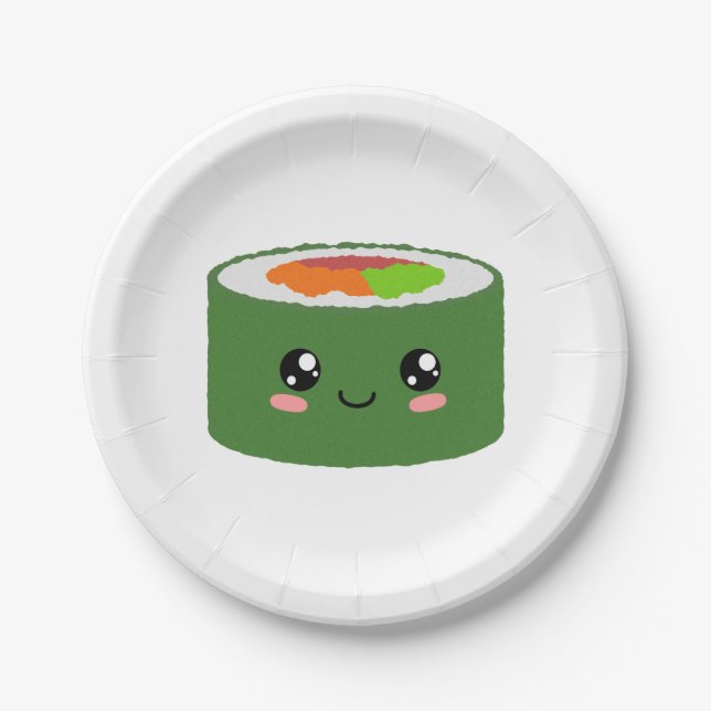 Kawaii Sushi Paper Plates (Front)