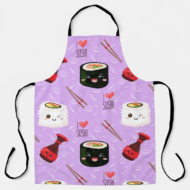 Kawaii Sushi Pattern  Apron (Front)
