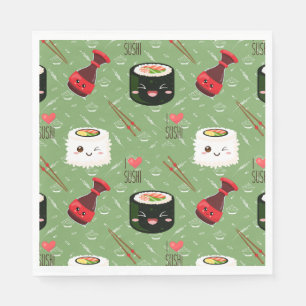 Kawaii Sushi Pattern Napkins