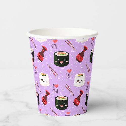 Kawaii Sushi Pattern     Paper Cups