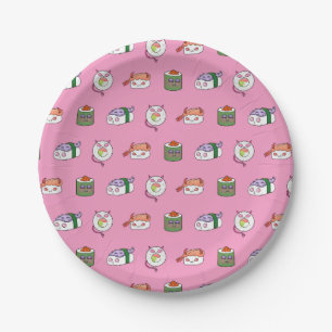 Kawaii Sushi Pattern Paper Plates