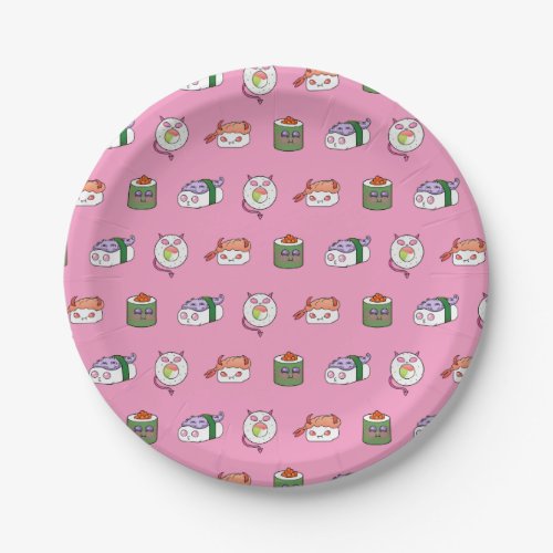 Kawaii Sushi Pattern Paper Plates