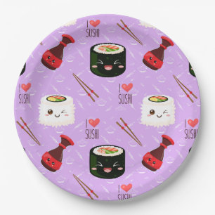 Kawaii Sushi Pattern Paper Plates