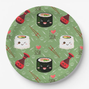 Kawaii Sushi Pattern Paper Plates