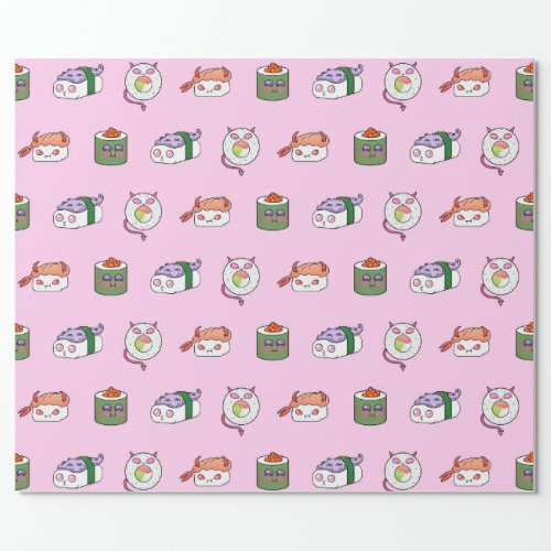 Kawaii Sushi Pattern Wrapping Paper