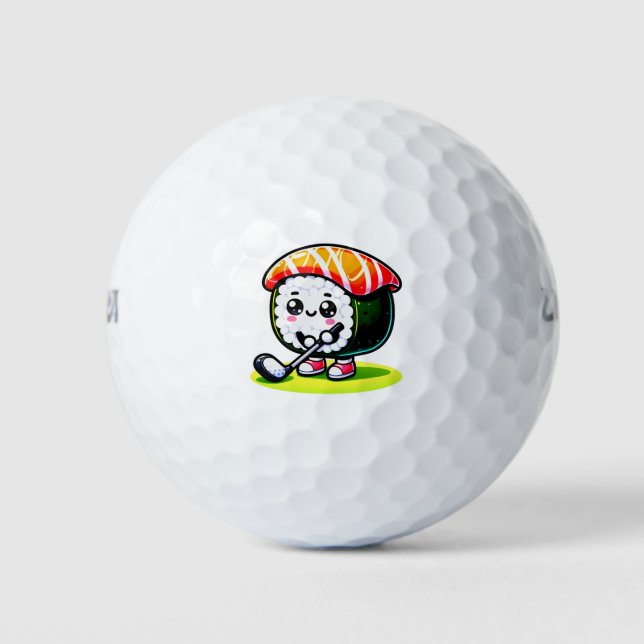 Kawaii Sushi playing golf Balls (Front)