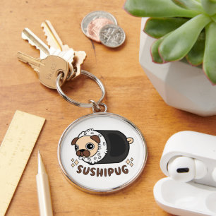 Kawaii Sushi Pug Mashup Funny Dog Lover Gift Keychain