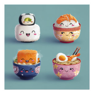 Kawaii Sushi & Ramen Crew Photo Print