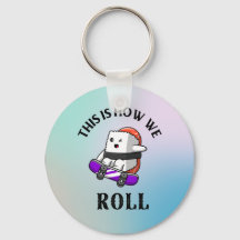 Kawaii Sushi riding skateboard