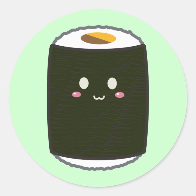 Kawaii Sushi Roll Classic Round Sticker (Front)