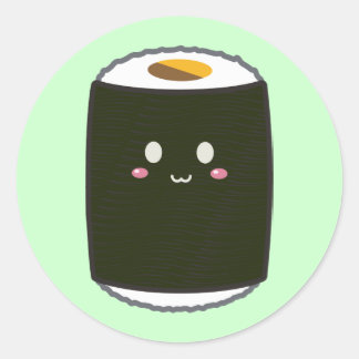 Kawaii Sushi Roll Classic Round Sticker