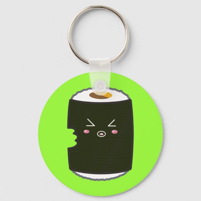 Kawaii Sushi Roll with Bitemark Keychain (Front)