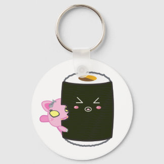 Kawaii Sushi Roll with Nadel the Cat Keychain