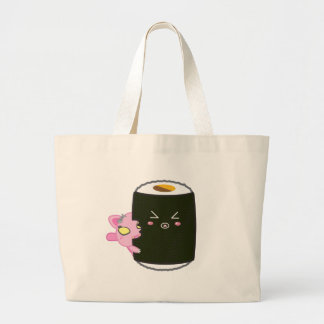 Kawaii Sushi Roll with Nadel the Cat Large Tote Bag