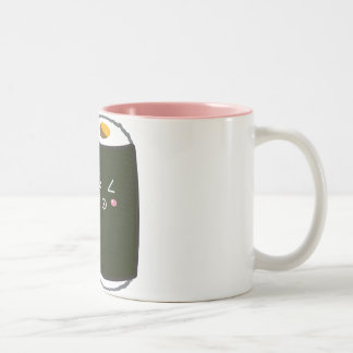 Kawaii Sushi Roll with Nadel the Cat Two-Tone Coffee Mug