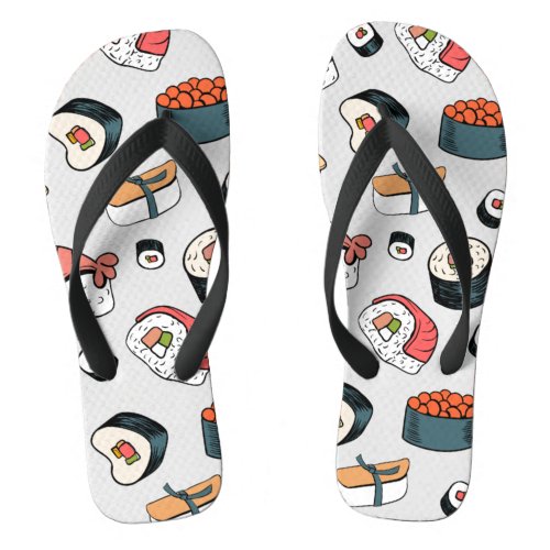  Kawaii Sushi Rolls Pattern Slip_On Sneakers Flip Flops