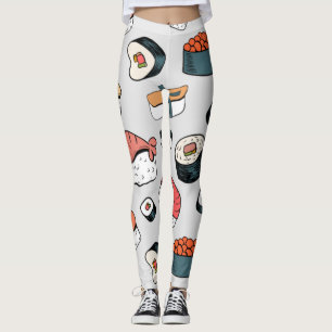  Kawaii Sushi Rolls Pattern Slip-On Sneakers Leggi Leggings