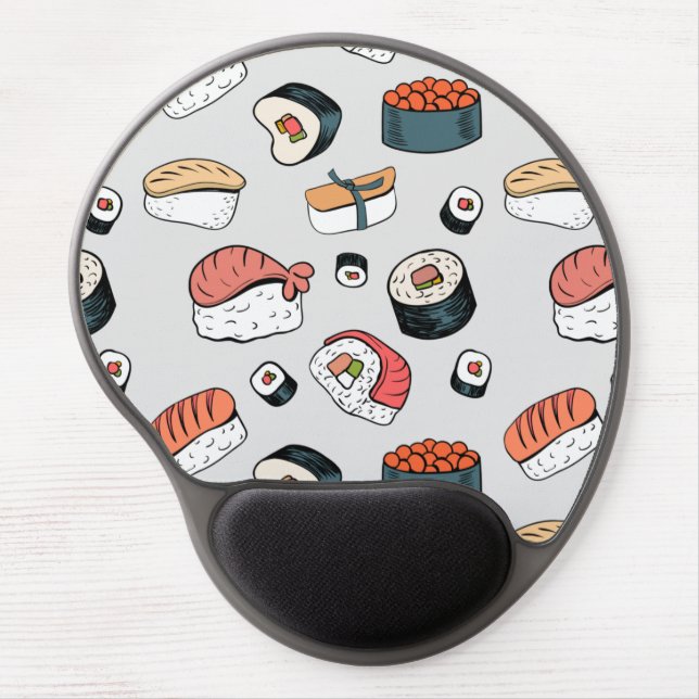  Kawaii Sushi Rolls Pattern Slip-On Sneakers Mouse Gel Mouse Pad (Front)