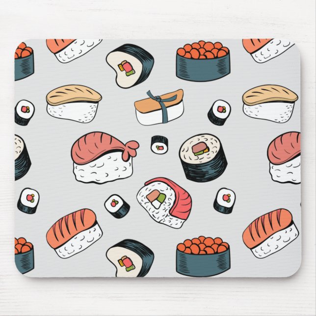  Kawaii Sushi Rolls Pattern Slip-On Sneakers Mouse Pad (Front)